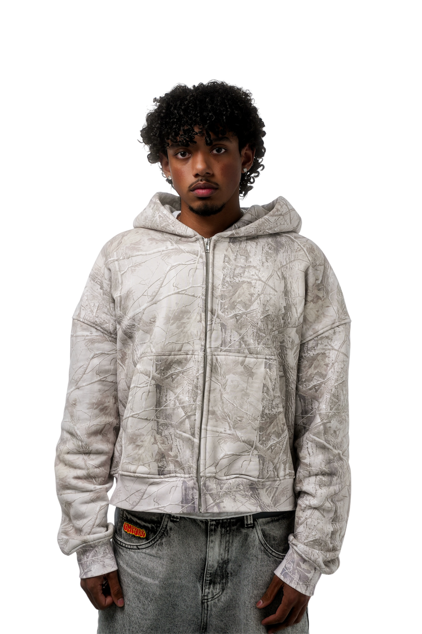 ANGELS HAVE MY BACK NATURAL CAMO ZIP UP