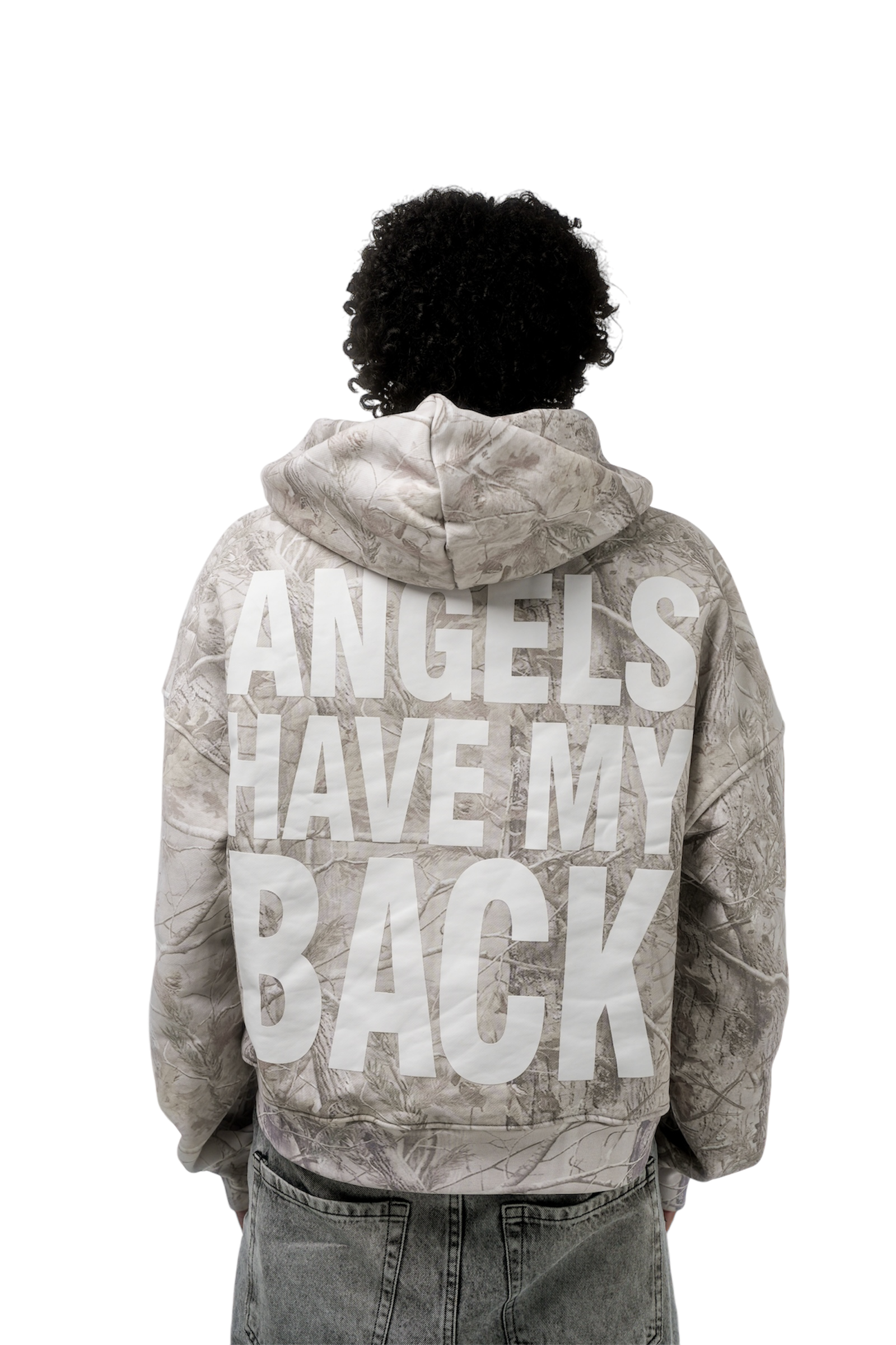 ANGELS HAVE MY BACK NATURAL CAMO ZIP UP